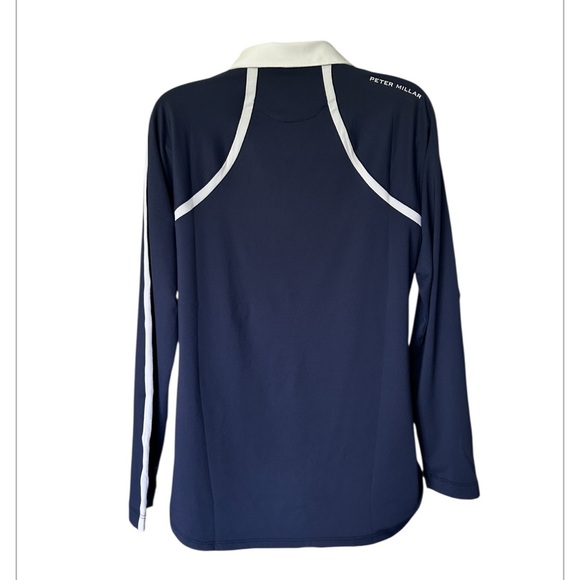 Peter Millar Suggs UPF 50+ Inset Stripe Polo Navy Tennis Golf Pickleball L - Picture 5 of 8